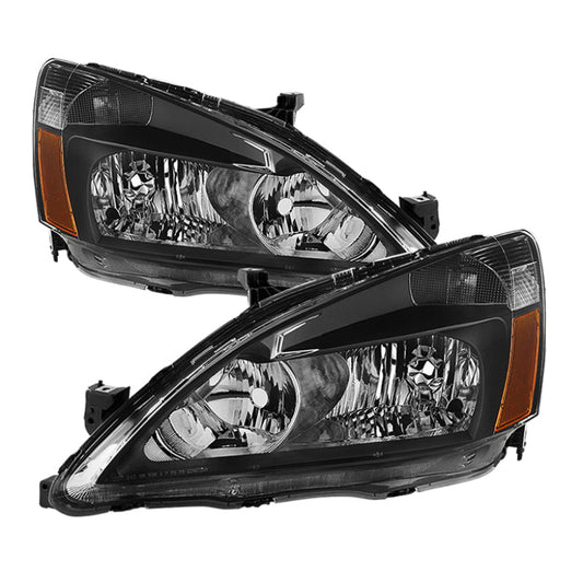 Xtune Honda Accord 03-07 Amber Crystal Headlights Black HD-JH-HA03-AM-BK - Mammoth Racing -