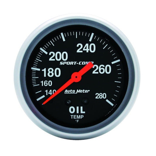 Autometer 2-5/8in 140-280 Degree F Mechanical 12ft Oil Temp Sport-Comp Gauge - My Store