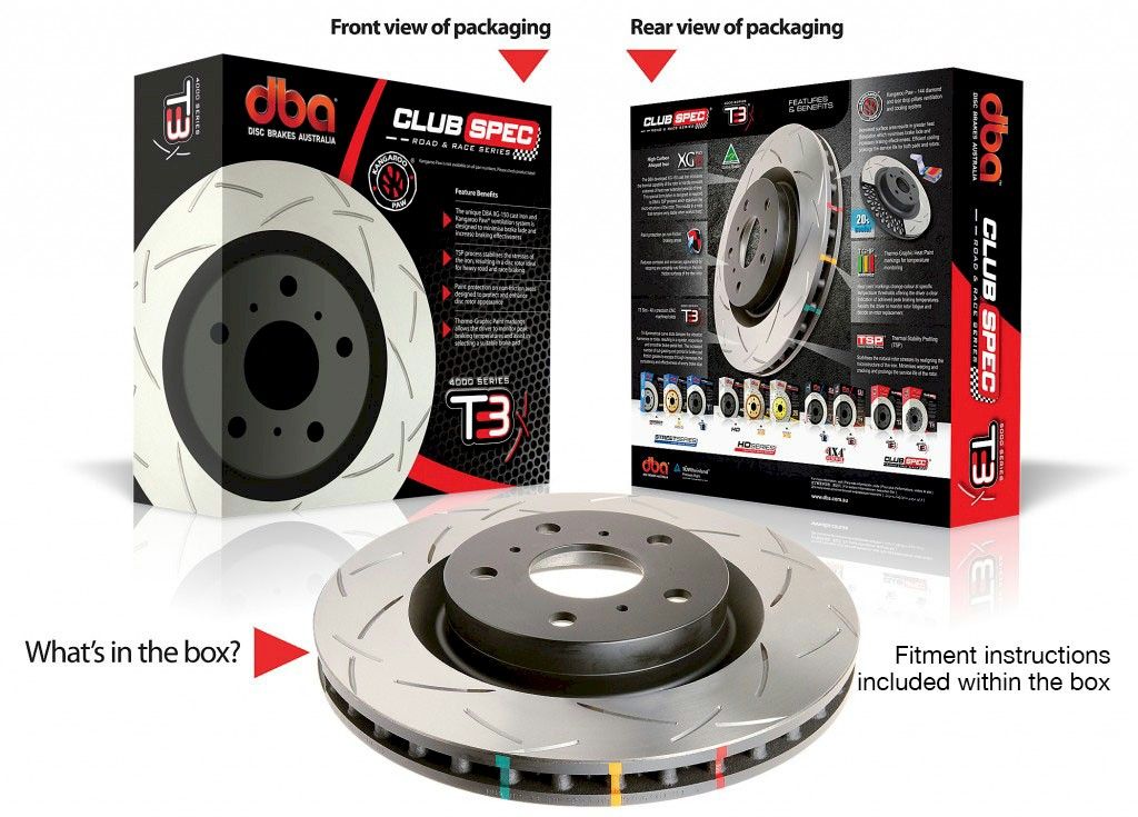 DBA 09-17 Lotus Evora 3.5 Litre 2GRFE Slotted T3 Vented 4000 Series Rotor - Mammoth Racing -