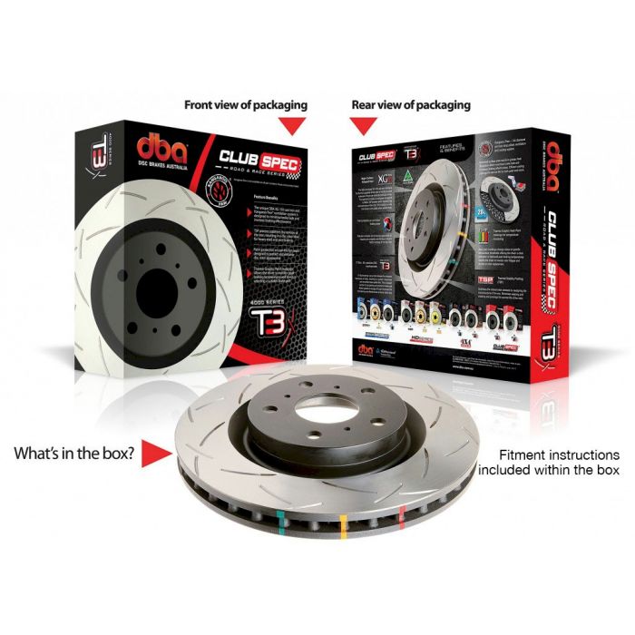 DBA 07-17 Kia Stinger Series CK GT 330S/330Si 3.3L V6 Rear Slotted 4000 T3 Series Rotor - Mammoth Racing -