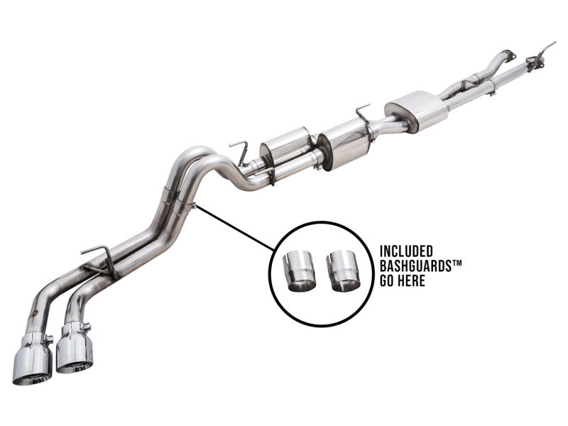 AWE 16-22 Toyota Tacoma 0FG Catback Exhaust w/ BashGuard - Dual Chrome Silver Tips - My Store