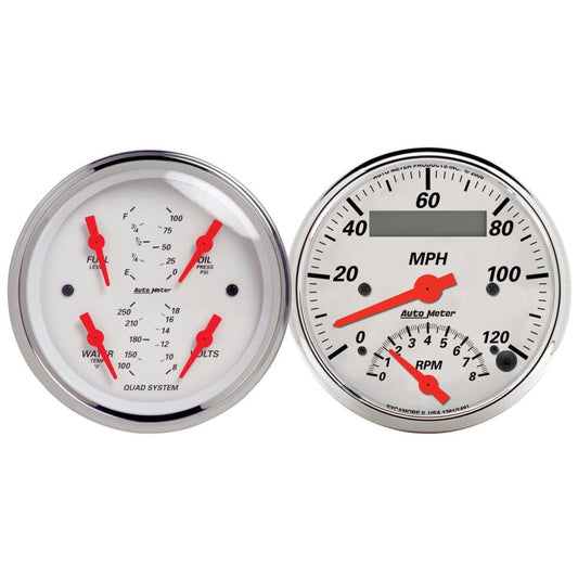 Autometer Arctic White 3-3/8 Quad Gauge and Tach/Speedo Combo - My Store