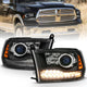 ANZO 2009-2018 Dodge Ram 1500 Projector Headlights Plank Style Halo w/Switchback Matte Black - My Store