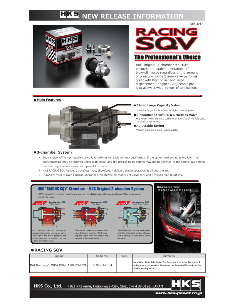 HKS Racing SQV Universal BOV - Mammoth Racing -