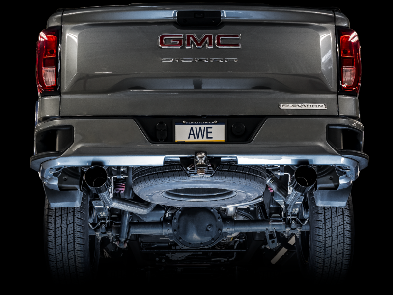 AWE Tuning 4th Gen GM 1500 5.3L 0FG Catback Split Rear Exit (Flat Bumper) - Dual Diamond Tips - Mammoth Racing -