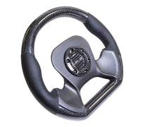 NRG Carbon Fiber Steering Wheel (320mm) CF Center Plate & Two-Tone Carbon w/Leather Trim Handles - My Store
