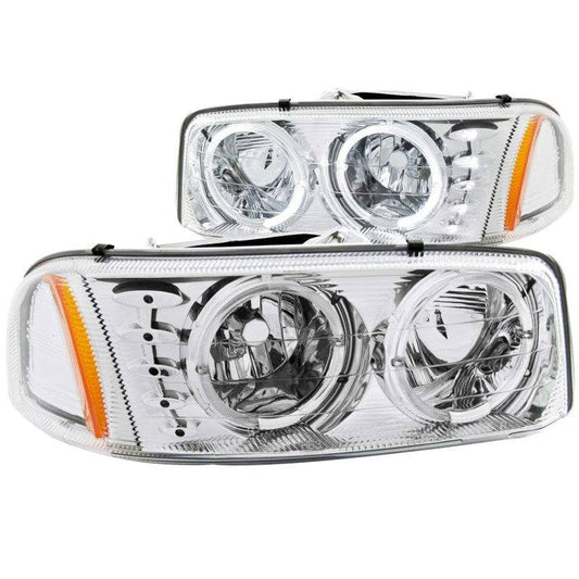 ANZO 1999-2006 Gmc Sierra 1500 Crystal Headlights w/ Halo and LED Chrome - My Store