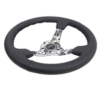 NRG Reinforced Steering Wheel (350mm / 3in. Deep) Blk Leather w/Hydrodipped Digi-Camo Spokes - My Store