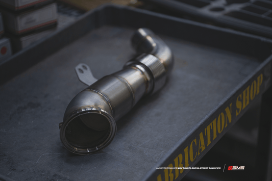 AMS Performance 2020+ Toyota Supra A90 Street Downpipe w/GESI Catalytic Converter