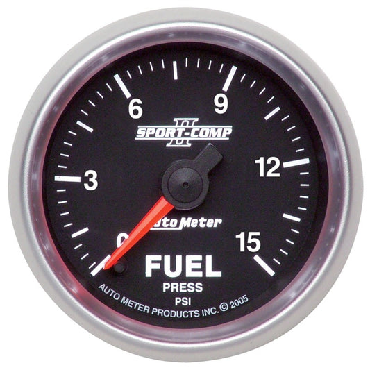 Autometer Sport-Comp II 52mm 0-15 PSI Full Sweep Electronic Fuel Pressure Gauge - My Store