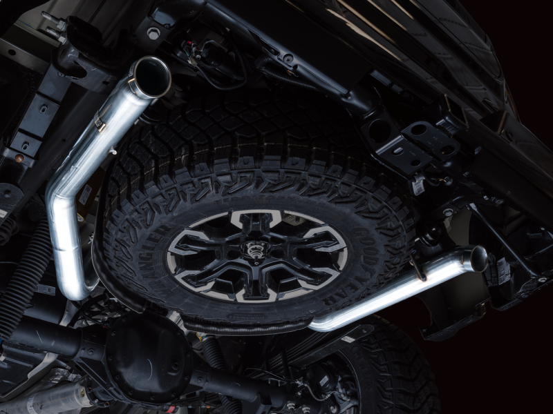 AWE Tuning 22-23 GMC Sierra 1500 AT4X 6.2L 0FG Catback Split Dual (Flat Bumper) - Bashguard(No Tips) - Mammoth Racing -