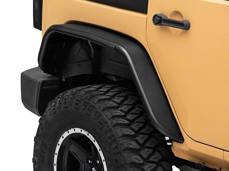 Officially Licensed Jeep 07-18 Jeep Wrangler JK Tubular Fender Flares w/ Jeep Logo- Rear - Mammoth Racing -