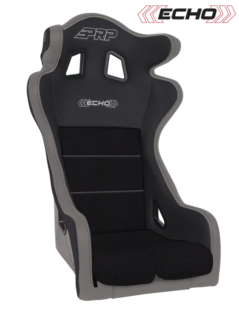 PRP Echo Composite Seat- Black/Grey (prp Silver Outline/Delta Silver- Silver Stitching) - Mammoth Racing -