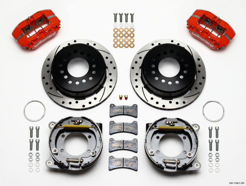 Wilwood Dynapro Low-Profile 11.00in P-Brake Kit Drill-Red AMC 71-74 2.60in Offset - Mammoth Racing -