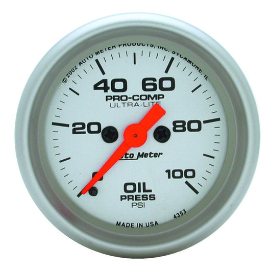 Autometer Ultra-Lite 52mm 0-100 PSI Full Sweep Electronic Oil Pressure Gauge - My Store