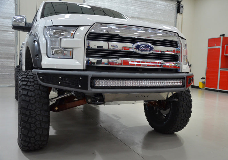 N-Fab M-RDS Front Bumper 15-17 Ford F150 - Tex. Black w/Silver Skid Plate - Mammoth Racing -