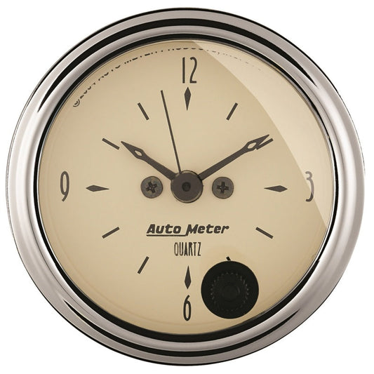 Autometer 2-1/16 inch 12 Hour Analog Antique Beige Clock - My Store