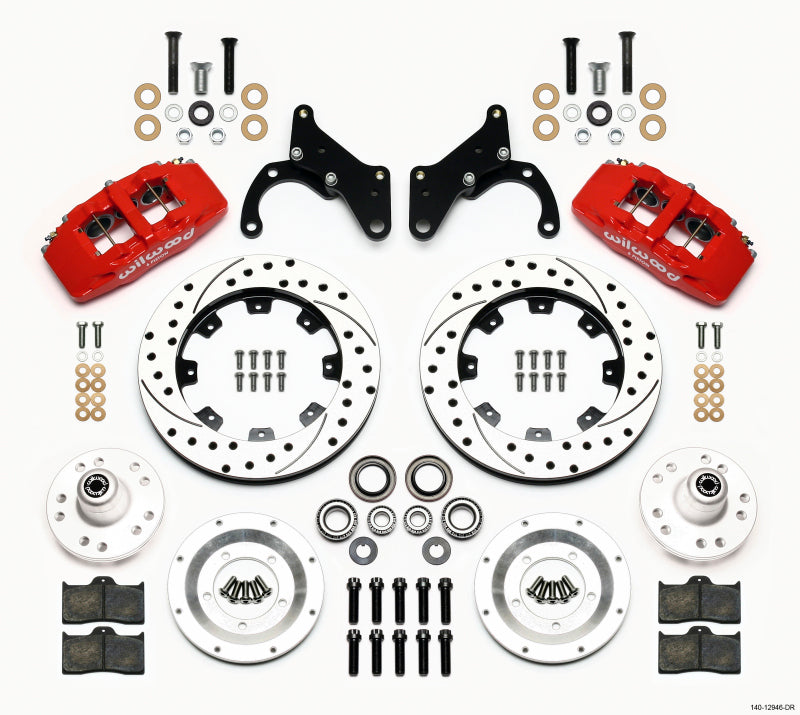 Wilwood Dynapro 6 Front Hub Kit 12.19in Drilled Red 69-70 Impala Drum/Disc 69-82 Vette - Mammoth Racing -