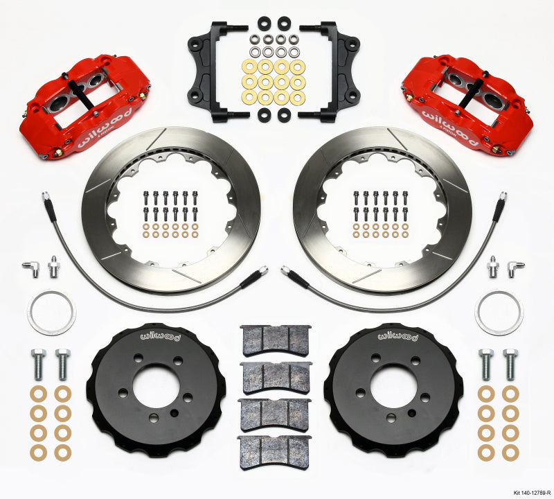 Wilwood Narrow Superlite 6R Front Hat Kit 12.88in Red 06-12 Volkswagen GTI w/ Lines - Mammoth Racing -