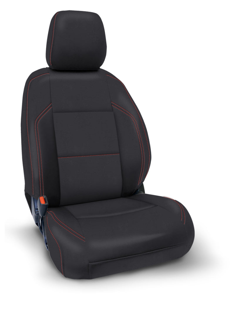 PRP 2016+ Toyota Tacoma Front Seat Covers (Pair) - Black with Red Stitching - Mammoth Racing -