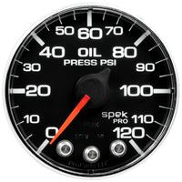Autometer Spek-Pro Gauge Oil Press 2 1/16in 120psi Stepper Motor W/Peak & Warn Blk/Chrm - My Store