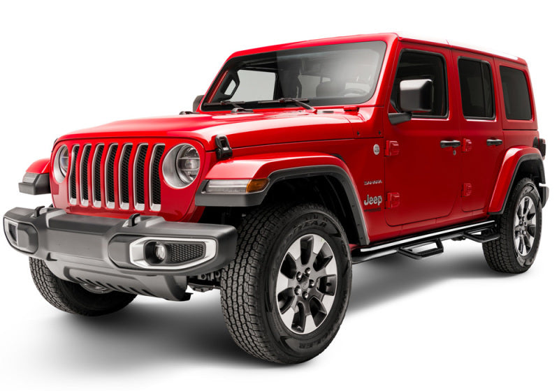 N-Fab Nerf Step 2018 Jeep Wrangler JL SUV 4 Door- Gloss Black - W2W - 3in - Mammoth Racing -
