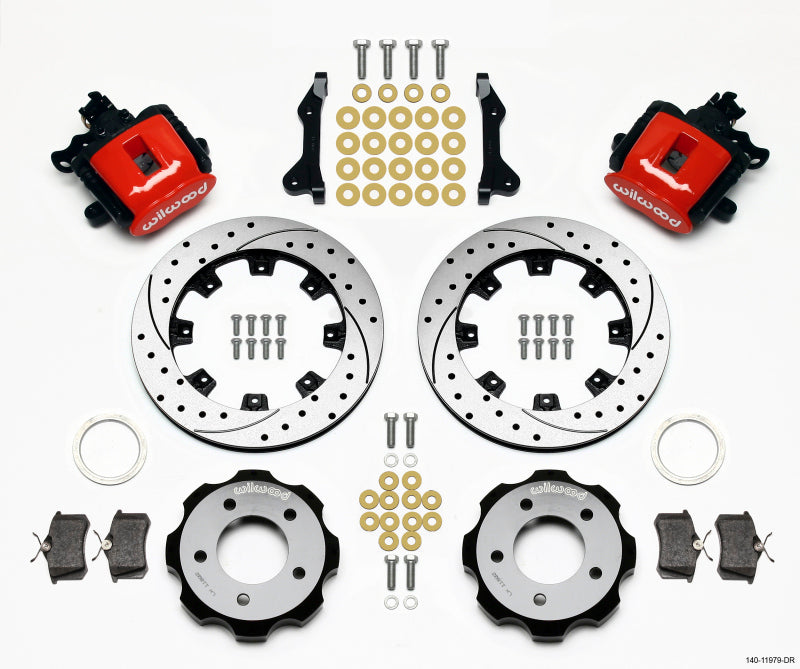 Wilwood Combination Parking Brake Rear Kit 12.19in Drilled Red 2006-Up Civic / CRZ - Mammoth Racing -