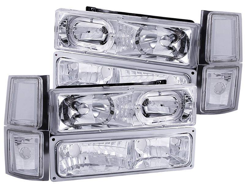 ANZO 88-98 Chevrolet C1500 Crystal Headlights Chrome Housing w/ Signal and Side Marker Lights - My Store