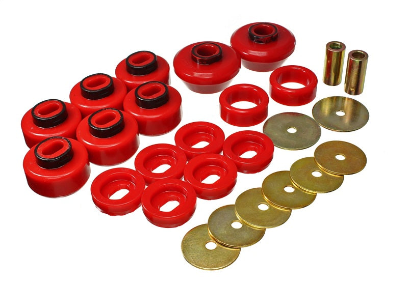 Energy Suspension 07-13 Chevrolet Silverado 1500/GMC Sierra 1500 4WD Body Mount Bushing Set - Red - Mammoth Racing -