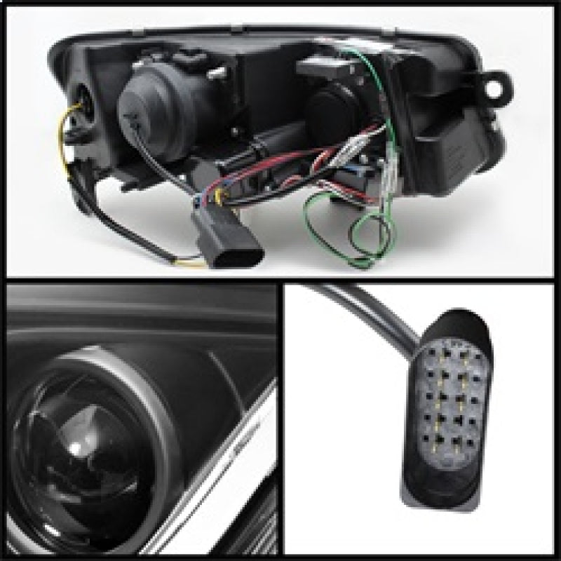 Spyder Audi A6 05-07 Projector Headlights Halogen Light Tube DRL Blk PRO-YD-ADA605-LTDRL-BK - Mammoth Racing -