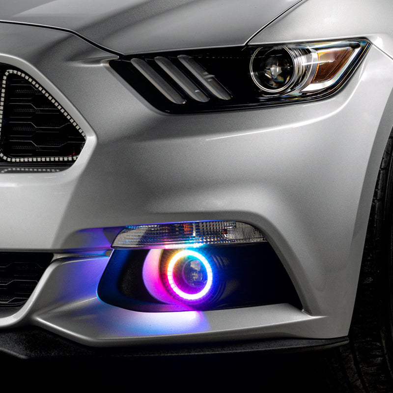 Oracle 15-17 Ford Mustang Dynamic RGB+A Projector Surface Mount Fog Light Halo Kit - ColorSHIFT - Mammoth Racing -