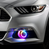 Oracle 15-17 Ford Mustang Dynamic RGB+A Projector Surface Mount Fog Light Halo Kit - ColorSHIFT - Mammoth Racing -
