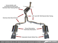 AWE Tuning Audi B8 A4 Touring Edition Exhaust - Quad Tip Diamond Black Tips - Does not fit Cabriolet - My Store