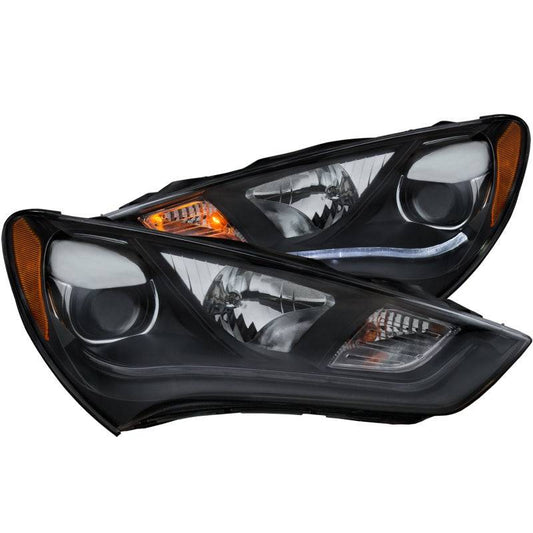 ANZO 2013-2015 Hyundai Genesis Projector Headlights w/ Plank Style Design Black (HID Compatible)