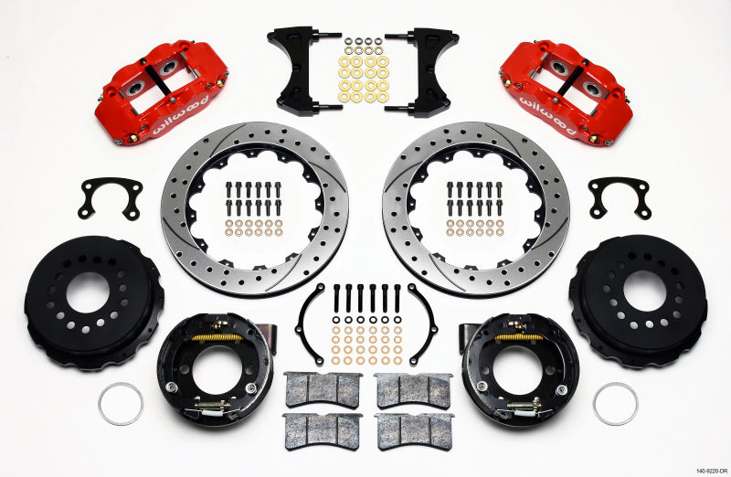 Wilwood Narrow Superlite 4R Rear P-Brk Kit 12.88in Drilled Red Small Ford 2.50in Offset - My Store