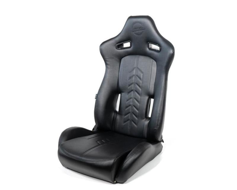 NRG Reclinable Sport Seats (Pair) The Arrow Black Vinyl w/ Pressed NRG logo w/ Black Stitch - My Store