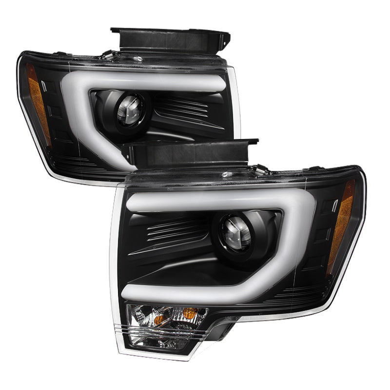 Spyder Ford F150 09-14 Projector Headlights Halogen Model- Light Bar DRL Blk PRO-YD-FF15009-LBDRL-BK - Mammoth Racing -