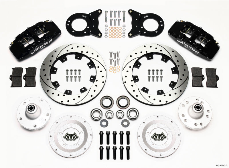 Wilwood Dynapro 6 Front Hub Kit 12.19in Drilled 1965-1969 Mustang Disc & Drum Spindle - Mammoth Racing -