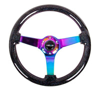 NRG Reinforced Steering Wheel (350mm / 3in Deep) Minty Fresh Wood Grain w/Black 3-Spoke Center - My Store