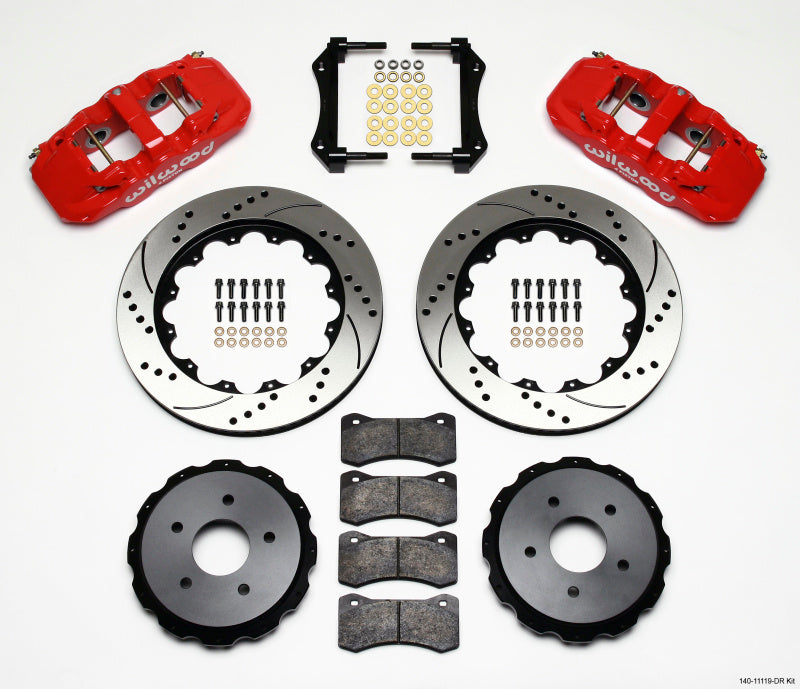 Wilwood Aero4 Rear Kit 14.00in Drilled Red 97-04 Corvette C5/z06 05-13 C6 - Mammoth Racing -