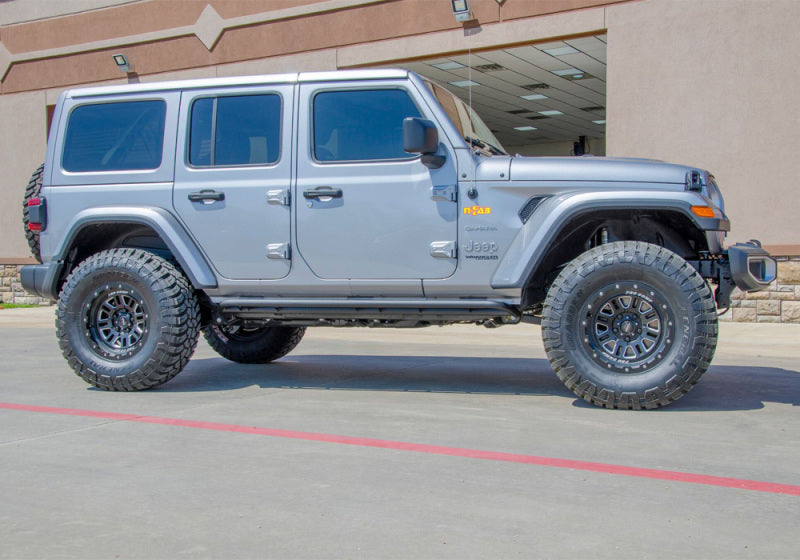 N-Fab RKR Rails 2019 Jeep Wrangler JT 4DR Truck Full Length - Tex. Black - 1.75in - Mammoth Racing -