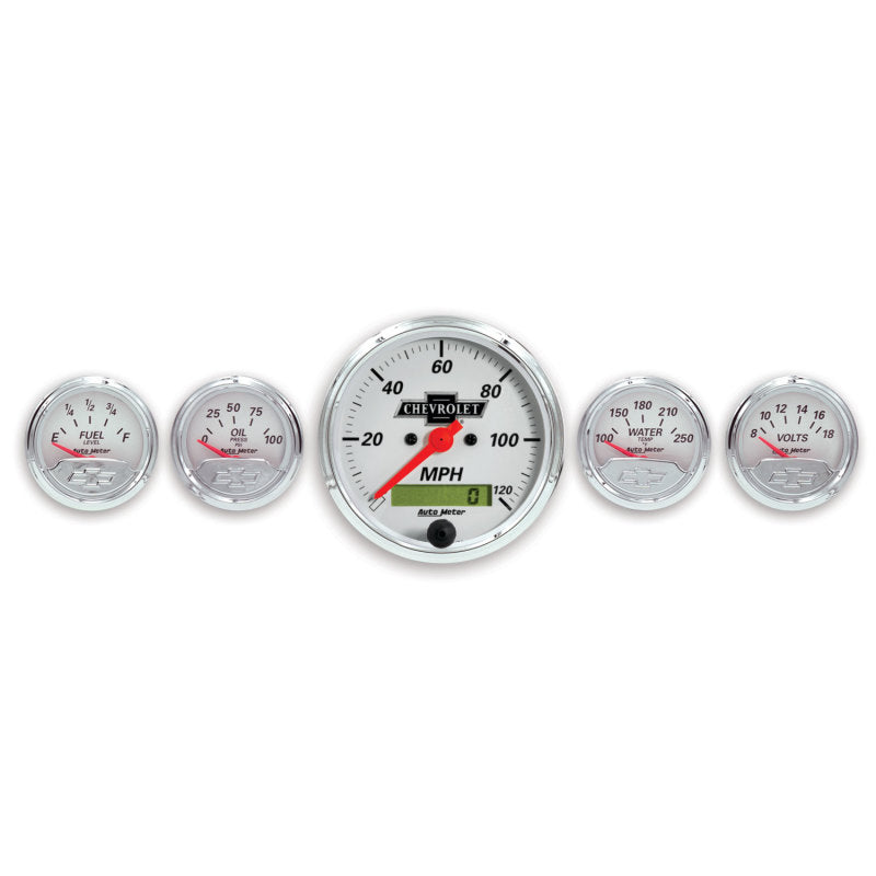 Autometer Arctic White GM 5 Pc Kit Box w/ Elec Speedo, Elec Oil Press, Water Temp, Volt, Fuel Level - My Store