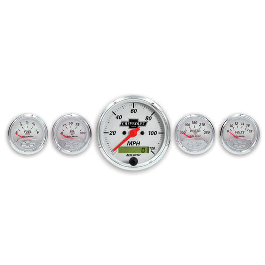 Autometer Arctic White GM 5 Pc Kit Box w/ Elec Speedo, Elec Oil Press, Water Temp, Volt, Fuel Level - My Store