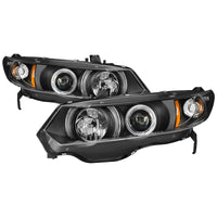 Spyder Honda Civic 06-08 2Dr Projector Headlights LED Halo Black High H1 Low H1 PRO-YD-HC06-2D-HL-BK - Mammoth Racing -