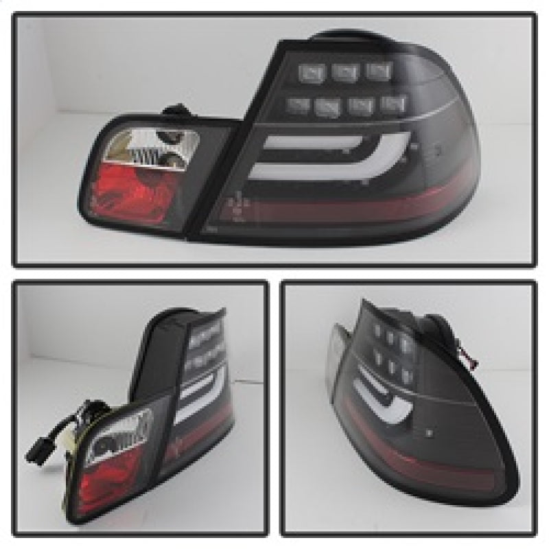 Spyder 04-06 BMW E46 2Dr (Coupe ONLY No Conv.) Lgtbar Styl LED Tail Lghts Blk ALT-YD-BE4604-LBLED-BK - Mammoth Racing -