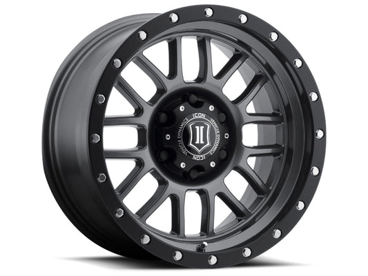 Icon Alpha 17x8.5 6x5.5 0mm Offset 4.75in BS 106.1mm Bore Gun Metal Wheel - Mammoth Racing -