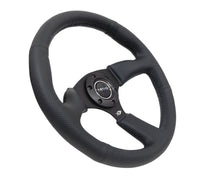 NRG Reinforced Steering Wheel (350mm / 2.5in. Deep) Blk Leather Comfort Grip w/5mm Matte Blk Spokes - My Store