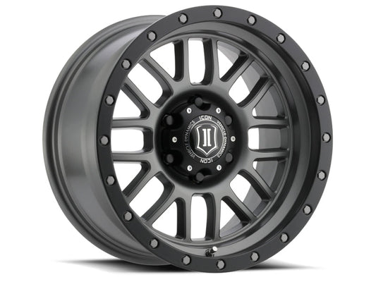 Icon Alpha 17x8.5 6x5.5 0mm Offset 4.75in BS 106.1mm Bore Titanium Wheel - Mammoth Racing -