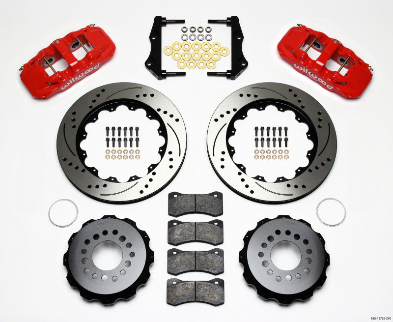 Wilwood Aero4 Rear Kit 14.25in Drilled Red 2006-10 Magnum/Challngr/Chrgr/300C - Mammoth Racing -
