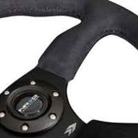NRG Reinforced Steering Wheel (350mm / 2.5in. Deep)Blk Alcantara Comfort Grip w/4mm Matte Blk Spokes - My Store